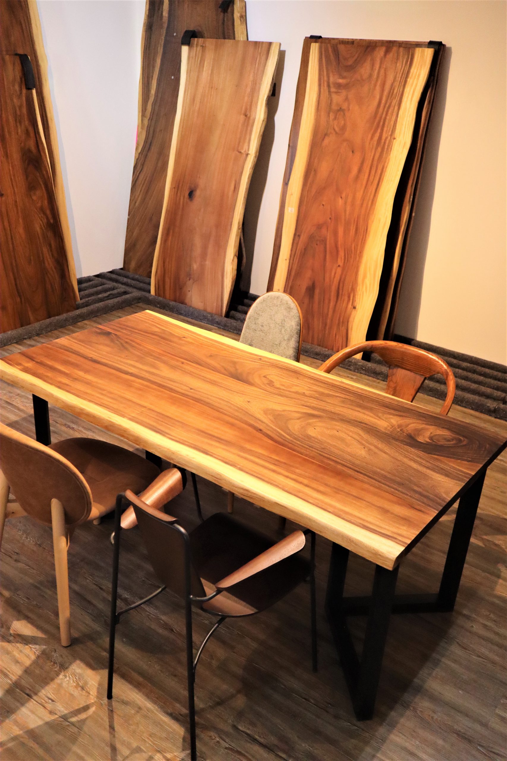 一枚板 無垢 ハギ材 モンキーポッド - 机/テーブル